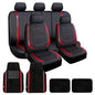FH Group Galaxy13 Metallic Striped Deluxe Leatherette Car Seat Covers with Matching Carpet Floor Mats – Full Set, Universal Fit, Airbag Compatible for Cars, SUVs & Sedans, Red - color: Red