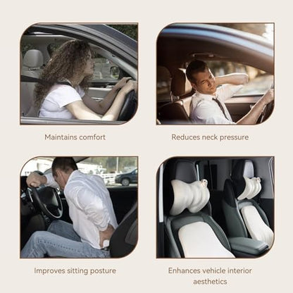 1Pcs Black Car Headrest Memory Foam Neck Pillow 11.8 X 7.8” Soft and Comfortable Seat Head Pillow Cushion Features Adjustable Straps for Most Sedans, SUVs, Home, and Office Settings - color: Black