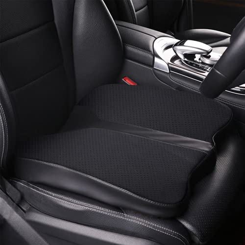 Car Seat Cushion - Comfort Memory Foam Seat Cushion for Car Seat Driver, Tailbone (Coccyx) Pain Relief Pad, Car Seat Cushions for Driving, Office Chair Cushion (Black) - color: Black-faux Leather