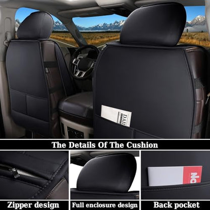 Coverado Ram Seat Covers Full Set, Waterproof Ram 1500 Seat Cover Compatible with 2002-2026 Dodge RAM 1500 2500 3500 Crew Quad Cab with Curved Bench, Black - color: Black (curved back), size: FullSet (Curved Back)