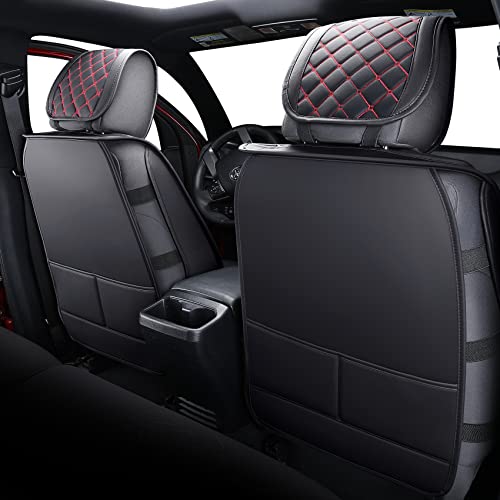 Tomatoman Tacoma Seat Covers Customized for 2005-2025 2026 Sport Extended SR V6 Pickup TRD, Waterproof Faux Leather Car Cushions(2 PCS Front, Black-Red) - color: 2 PCS Front/Black-Red