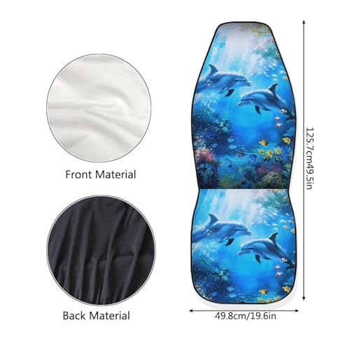 Talayituse Dolphin Fish Coral Print Car Seat Cover Vehicle Bucket Seat Cover 2pcs/Set Auto Front Seat Covers for Most Cars SUV Sedan Comfortable Car Seat Protector