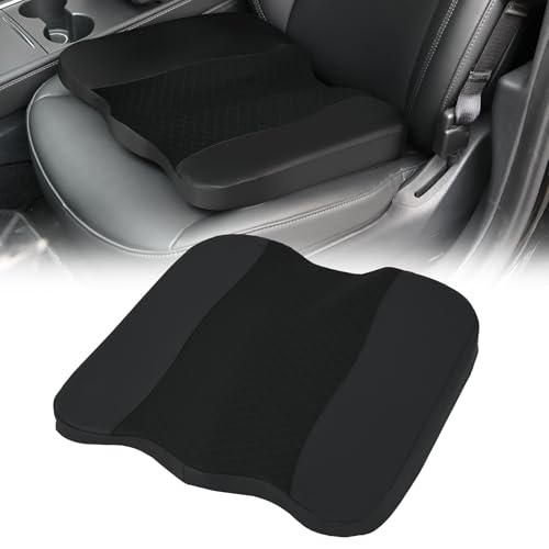 Nilight Car Seat Cushion Black Leather Breathable Mesh Splicing Cushion Memory Foam Suitable for Daily Life Driving Relieves Sciatica and Tialbone Pain Improves Drive Visibility - color: Black Leather
