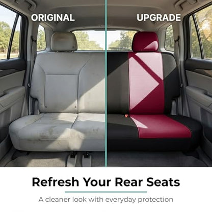 FH Group Pair Set Flat Cloth Car Seat Covers- Universal Fit for Trucks, SUVs, and Vans (Burgundy/Black) FB050102 - color: Burgundy
