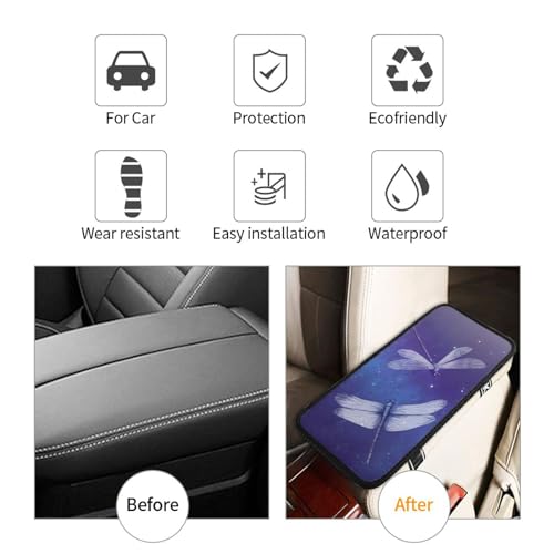 Universal Car Center Console Cushion Pad, Dragonfly Blue Night Sky Soft Waterproof Car Center Console Cover Auto Armrest Seat Box Cover Protector for Most Vehicle SUV Truck Car - color: Dragonfly Blue Night Sky