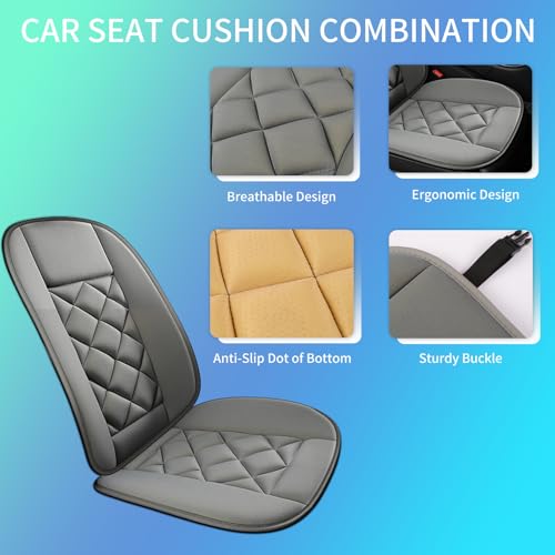 Car Seat Cushion with Back Support Pillow, Car Seat Cushion for Long Driving, Breathable Car Seat Protector, 1.2'' Thick Memory Foam Design for Pain Relief, Seat Pad for Car SUV Truck (Grey) - color: Grey