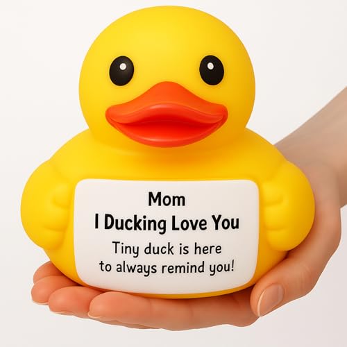 Civaner 7 Inch Emotional Giant Rubber Duck with Positive Message Thank You Gifts Motivational Rubber Duck Gift for Desk, Office, Home Decor Graduation(Moms Gifts) - style: Moms Gifts