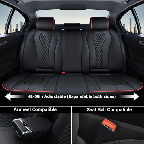 Coverado Car Seat Covers Full Set, Black Seat Covers, Waterproof Car Seat Cover, Car Seat Cushion, Car Seat Covers Front Seats Back Seat Covers, Car Seat Protector Universal Fit Most Cars Red Line - color: Redline/Black, size: FullSet
