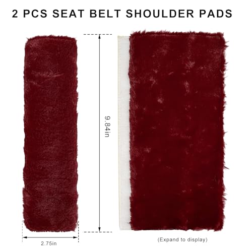 Sun Walker 2PCS Seat Belt Shoulder Pads, Fluffy Soft Plush Auto Seat Belt Pads for Protecting Your Neck & Shoulder, Comfortable Seatbelt Cover Warm Protective Cushion for Most Cars (Wine Red) - color: Wine Red