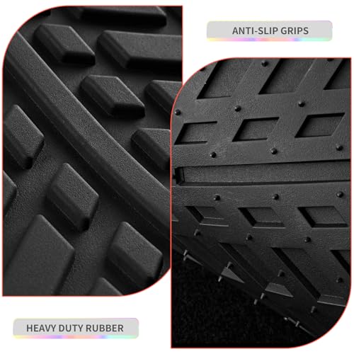 PIC AUTO Car Floor Mats, Red Aluminum-Molded with Full-Circle Iridescent Inlay Strip Car Mats, Universal-Fit Rubber Mats for Cars, Trucks & SUVs, All-Weather, Non-Slip, Easy-to-Clean Interior Mats - color: Red