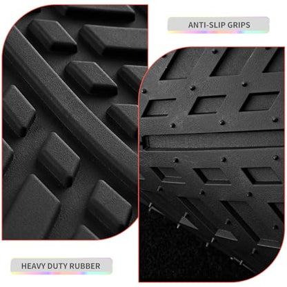PIC AUTO Car Floor Mats, Red Aluminum-Molded with Full-Circle Iridescent Inlay Strip Car Mats, Universal-Fit Rubber Mats for Cars, Trucks & SUVs, All-Weather, Non-Slip, Easy-to-Clean Interior Mats - color: Red
