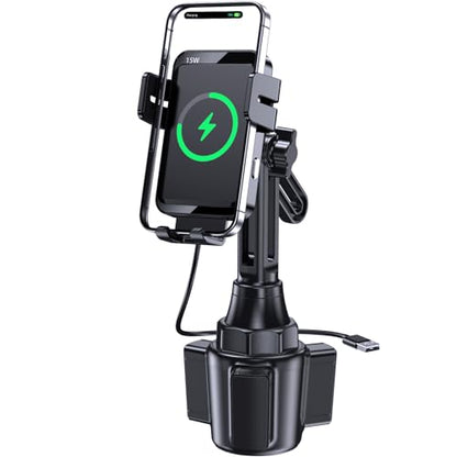 Wireless Car Charger, MOKPR 15W/10W/7.5W Cup Holder Phone Mount, Auto Clamping Fast Charging Car Mount, Air Vent Phone Holder for iPhone 16 15/14/13/12 pro/12/11/XS/X/8, Samsung S23/S22/S10/S9/S8, etc - style: Cup holder
