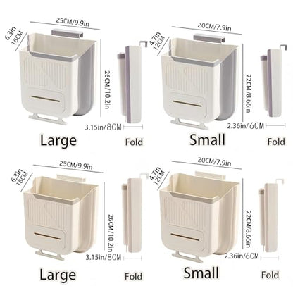 Hanging Trash Can for Kitchen Cabinet Door with 120 Garbage Bags, 1.6 Gallon Collapsible Trash Bin for Under Sink, Bathroom, Car, RV, Office (SmallCream) - size: SmallCream