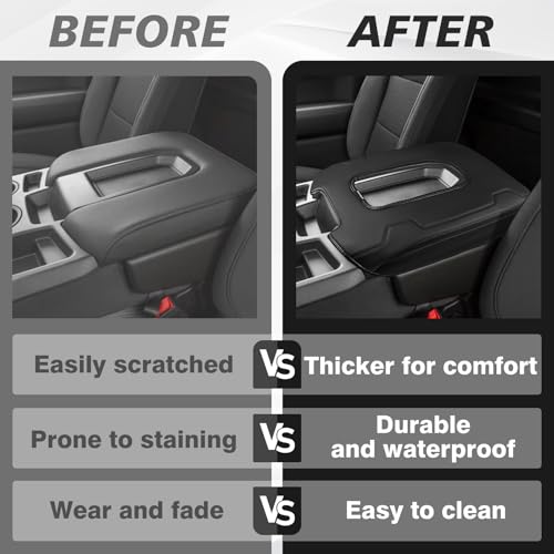 Center Console Armrest Cover Fit for Chevy Silverado & GMC Sierra 2019-2026 Accessories, Comfort Armrest Pad Console Lid Cushion Vegan Leather Regular Thick(Split Bench Seat Console ONLY) - size: 1) 19-25 |Silverado & Sierra| Jump Seat, Regular