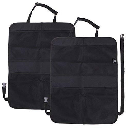Premium Car Kick Mat and Organizer (2-Pack) – BOGO Waterproof Protection – Mesh Storage – Universal Fit – Protects and Stores Tablets, Toys, and Phones