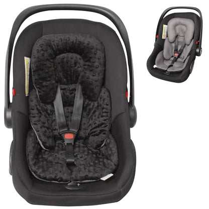 Infant Carseat Insert, 2-in-1 Reversible Baby Car Seat Cushion for Newborn Toddler Head & Body Support Car Seat Pad for Carseats, Strollers, Swings, Bouncers(Black)
