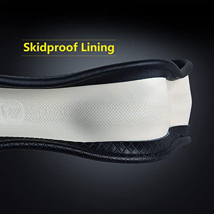 Valleycomfy Steering Wheel Covers Universal 15 inch - Genuine Leather, Breathable, Anti Slip & Odor Free (White Line, M(14" 1/2-15" 1/4)) - color: White Line, size: M(14"1/2-15"1/4)