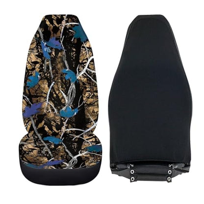 Blue Camo Hunting Seat Covers for Cars Front Seat, Two Pack Front Seat Covers Car Seat Protectors Universal fit SUV Truck Van Sedans Automotive Interior Covers - color: Blue Camo Hunting
