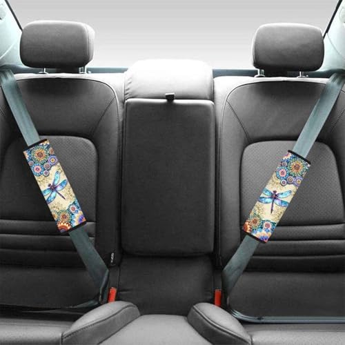 Dreaweet Seatbelt Covers for Women Boho Dragonfly Print Seat Belt Covers 2 Pack Car Seat Belt Cover for SUV Truck Sedan Soft Seat Belt Cushion Shoulder Strap Pads - color: Boho Dragonfly