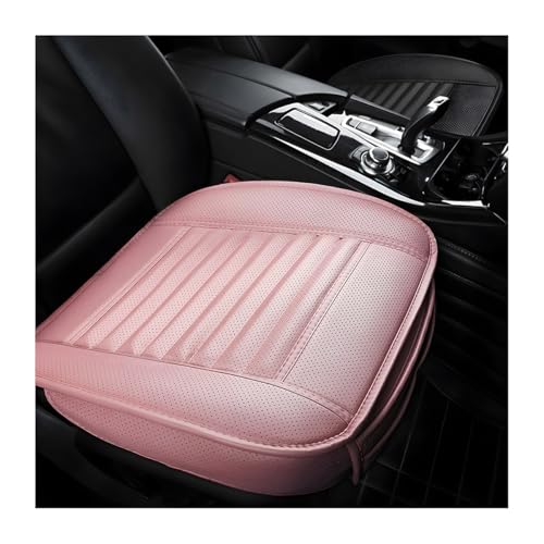 DXNQ Car Seat Cover, Bamboo Charcoal Leather Edge Wrapping Car Front Bottom Seat Covers, Anti-Slip Full Wrap Seat Cushion Covers for Car SUV Truck and Van, Car Accessories(Pink) - color: Pink, size: Bamboo Charcoal Leather