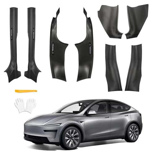 8Pcs Door Sill Protector for Tesla Model Y Juniper 2025 2026 Front and Rear Door Pedal Kick Protection Carbon Fiber Friction Resistant Model Y Juniper Interior Accessories - color: 8pcs model y juniper 2025