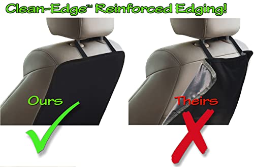 Luxury Clean-Edge Kick Mat w/Mesh Pocket - Seat Back Protector and Seat Cover with Invisible Strap and Stiff Edging - Tan/Beige (1 Mat)