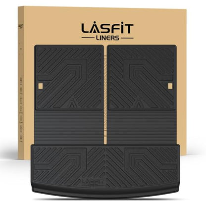 LASFIT Cargo Mat & Seatback Mat for Volkswagen Tiguan 2018-2024(Fit 7 Seats), Custom Fit All-Weather TPE Rubber Backrest & Trunk Mats for VW Tiguan Accessories, Waterproof, Easy to Clean, Black - size: 2)2018-2024|For VW Tiguan|Backrest & Cargo