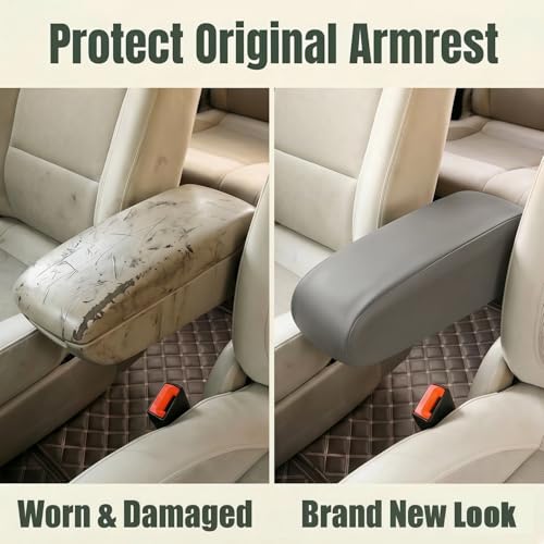 JDDRY Car Front Seat Armrest Covers Vinyl Leather,Car Armrest Protectors,Auto Arm Rest Cover Replacement,Universal for MPV/SUV/Truck(Gray,2PC) - color: Grey-2PC