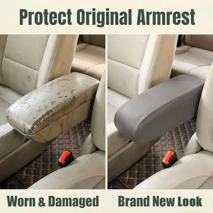 JDDRY Car Front Seat Armrest Covers Vinyl Leather,Car Armrest Protectors,Auto Arm Rest Cover Replacement,Universal for MPV/SUV/Truck(Gray,2PC) - color: Grey-2PC