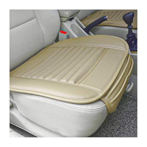 DXNQ Car Seat Cover, Leather Car Interior Front Bottom Seat Covers with Storage Pocket, Comfortable Anti-Slip Seat Cushion Covers for Car SUV Truck and Van, Car Accessories (Beige) - color: Beige, size: Regular Leather