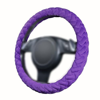 Flying Banner car Steering Wheel Cover Massage Velvet Warm Universal Size 15 inches SUV Truck Anti Slip Odorless Summer Winter (Purple, Velvet Massage) - color: Purple