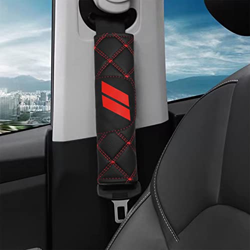 YOSRTER Seat Belt Pad, Shoulder Strap Protection Pad for Dodge Charger Durango Challenger Journey Seat Belt Covering Pad Anti-Scratch Leather Seat Belt Decoration（Red Trim）