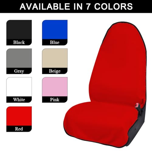Waterproof Car Towel Seat Cover, Sweating Non-Slip Premium Towel Carseat Cover Protector, Universal Soft Machine Washable Car Truck SUV Front Seat Cover for Gym Workout Beach Hiking (Red) - color: Red, 1pc, Front