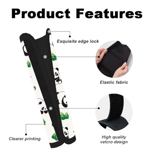 2Pcs Soft Auto Seat Belt Cover Pad Cute Cartoon Panda and Bamboo Print Car Seatbelt Shoulder Cushion for Comfortable Driving, Compatible with All Cars' Seatbelt and Backpack Straps - color: Panda