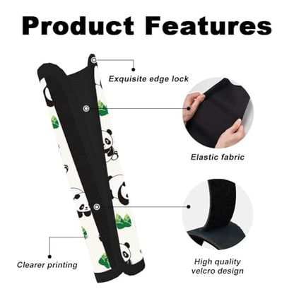2Pcs Soft Auto Seat Belt Cover Pad Cute Cartoon Panda and Bamboo Print Car Seatbelt Shoulder Cushion for Comfortable Driving, Compatible with All Cars' Seatbelt and Backpack Straps - color: Panda