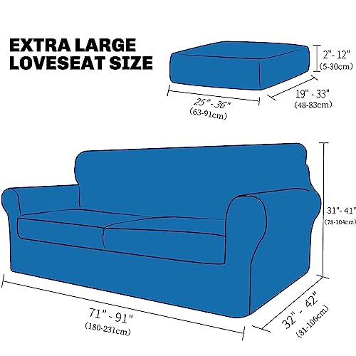 XINEAGE 2026 New 3 Pieces Couch Covers for 2 Extra Large Cushion Sofa Super Stretch Sofa Cover for 2 Large Seat Universal Loveseat Slip Cover for Living Room (Light Gray), 71"-91"(2 Cushions)