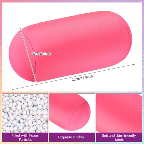 Geelin 2 Pcs Micro Bead Roll Pillow 11.8 x 6.3 Inch Soft Bolster Cylindrical Pillow for Sleeping Home Travel Neck Head Back Support Rest(Purple, Pink) - color: Purple,pink