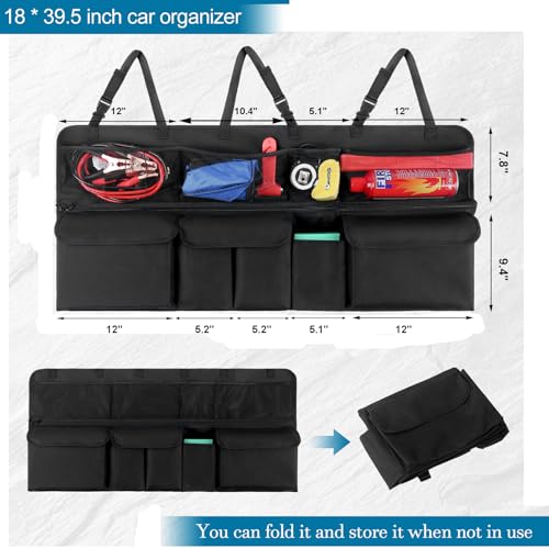 Car Trunk Organizer, Upgraded Version Expand Space Hanging Trunk Organizer with Adjustable Straps, Collapsible Waterproof Suv Trunk Organizers, Sturdy Space Saver Frees for SUV, Truck