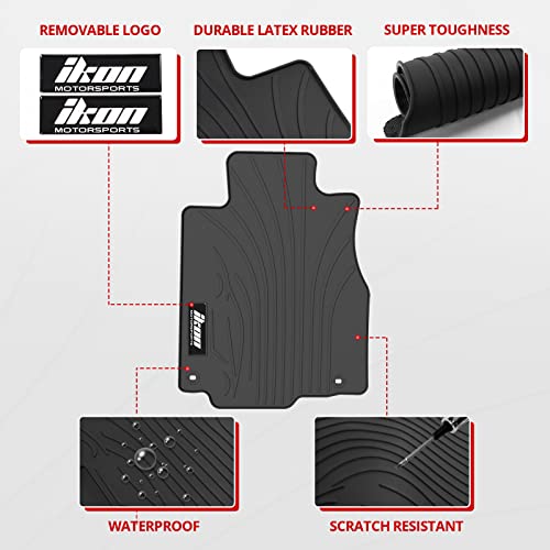 IKON MOTORSPORTS, Custom Fit Floor Mats Compatible with 2012-2016 Honda CR-V, Latex Rubber Heavy Duty All Weather Season Car Auto Front Rear Carpets Liner 3PC Black, 2013 2014 2015 - color: Latex Black