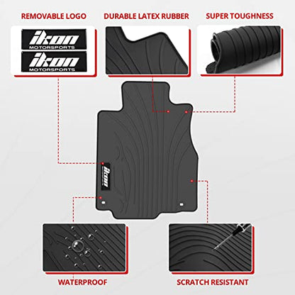 IKON MOTORSPORTS, Custom Fit Floor Mats Compatible with 2012-2016 Honda CR-V, Latex Rubber Heavy Duty All Weather Season Car Auto Front Rear Carpets Liner 3PC Black, 2013 2014 2015 - color: Latex Black