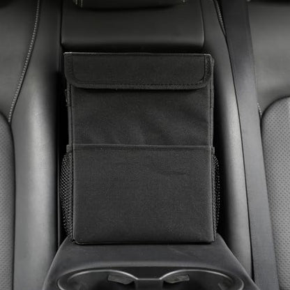 AOKJOY Car Garbage can with lid Leak Proof Vehicle Trash Can 3 Storage Pockets Hanging Waterproof car Trash Bag for SUV Black - color: black