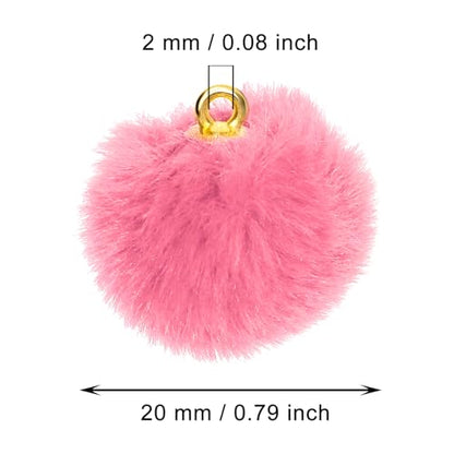 Tupalizy 50PCS Fluffy Pom Poms Charms Soft Fuzzy Faux Fur Puff Ball Pendant for Keychains Bracelets Earrings Jewelry Making Tassels Bags DIY Crafts Party Favors Gifts Accessories - color: Bright Pink
