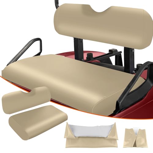 Golf Cart Front Seat Covers Staple On Replacement for EZGO TXT 1995-2013 Golf Cart Beige Micro Fiber Leather Seat Cover - color: Beige, size: EZGO TXT 1995-2013