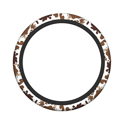 Brown Cow Print Steering Wheel Cover Universal 15 Inches for Women Men, Neoprene Anti-Slip Cute Car Steering Wheel Grip Wrap Car Accessories Protective Case Cover for Vehicle Truck SUV¡­ - color: Rainbow Cheetah Print