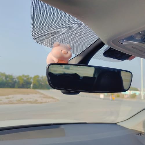 Cute Furry Animal Rear View Mirror Accessories, Car Dashboard Ornament Center Screen Decoration Rearview Mirror Charm, Car Accessories Interior Decor for Women/Men - style: Piggy