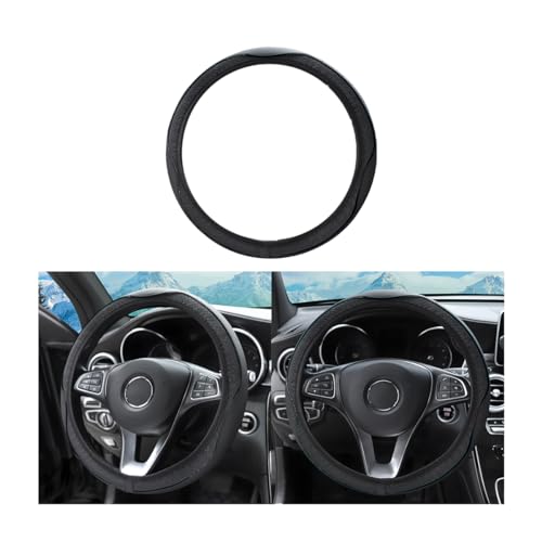 zipelo 14.5"-15" Car Steering Wheel Cover, Auto Interior Wheel Protector with Durable Soft Breathable Anti-Slip Linging Leather, Universal for Vehicles Trucks SUVs Accessories for Women (Style7-Black) - color: Style7-Black