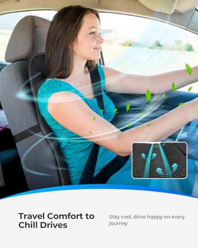 Ventilated Seat Cover for Car Front Seat, Cooling Pad Cushion, Universal Cooled Fit SUV Truck, Ideal Gifts for Husband Men Driver, Black