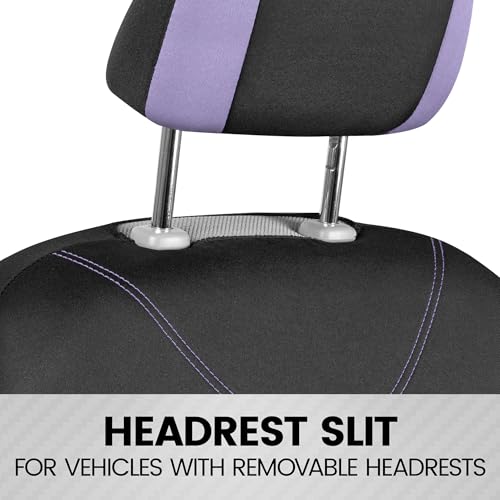 BDK UltraSleek Purple Seat Covers for Cars, Two-Tone Front Seat Covers with Matching Back Car Seat Cover, Made to Fit Most Auto Truck Van SUV, Interior Car Accessories, Full Set - color: Purple