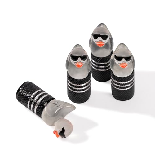 Rislobx 4Pcs Tire Valve Stem Cap Cover for Car SUV Truck, Valve Cover with Funny Duck Sunglasses, Decorative Tire Valve Caps Wheel Accessories (Black Sunglasses Duck) - color: Black