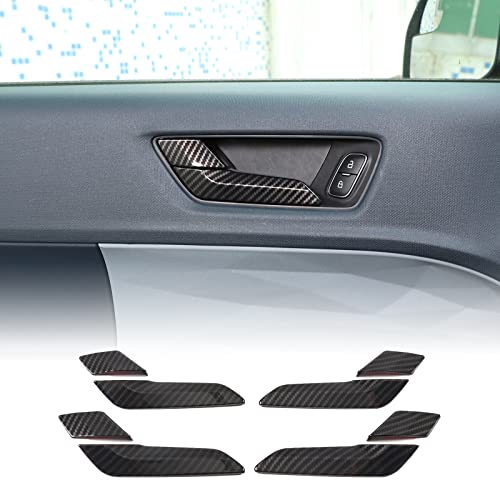 Aunginsy 8Pcs Car Inner Door Handle Switch Panel Trim Cover Compatible with Ford Maverick 2022-2025 Pickup Front Rear Door Handle Bowl Frame Panel Protector Decorative Sticker ABS Interior Accessories - color: Carbon Fiber Pattern